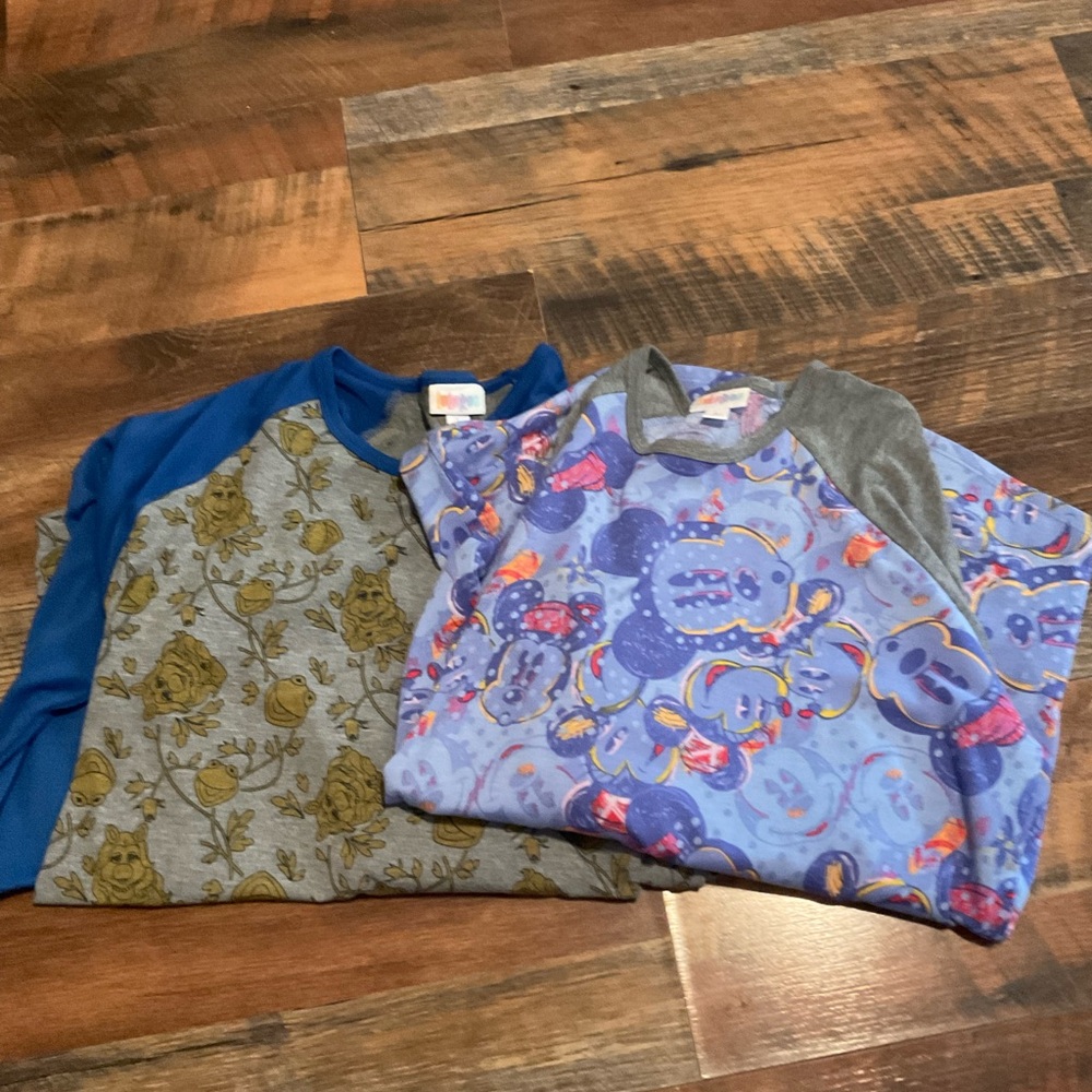 LuLaRoe Women's Tops - Blue and Gray Floral & Multicolor Pattern
